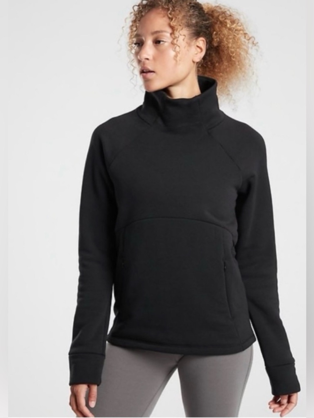 Athleta Altitude Polartec Funnel Neck Sweatshirt XS, Like New W/ Tags Black $139